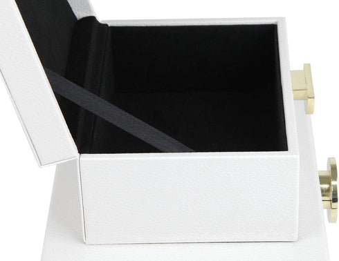 HofferRuffer Faux Leather Jewelry Boxes, Decorative Storage Accessory Organizer with Gold Hardware, Set of 2