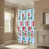 Christmas Holiday Cheer Fabric Shower Curtain - Winter Theme with Snowmen, Penguins, Polar Bears, Deer, 70x70 inch