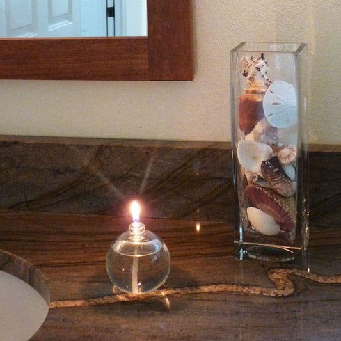 Firefly Fuels Refillable Glass Candle, Liquid Bliss Petite Orb Reusable Oil Candle