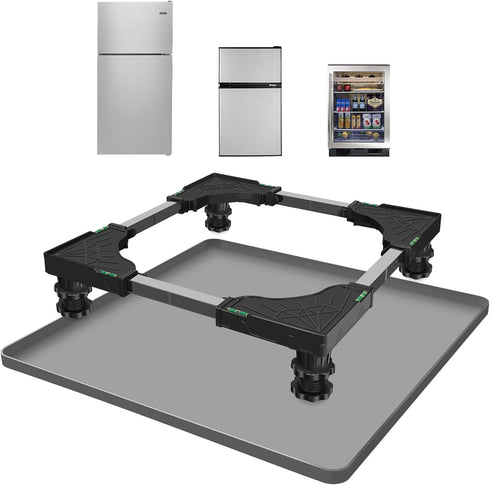 Grey Mini Fridge Silicone Mat with Raised Edges, 24''x24''x0.5'', Prevents Water Leakage from Electrical Equipment