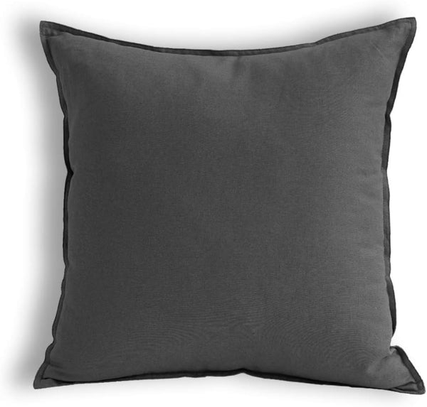 Jeanerlor Cotton Linen Soft Solid Decorative Square Throw Pillow Covers, Dark Grey, 24 x 24 Inch (60 x 60cm)