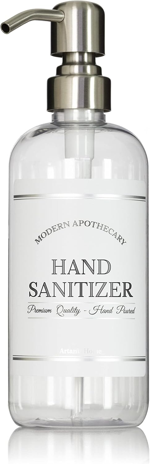 Refillable Clear PET Plastic 16 oz Empty Hand Sanitizer Bottle with Stainless