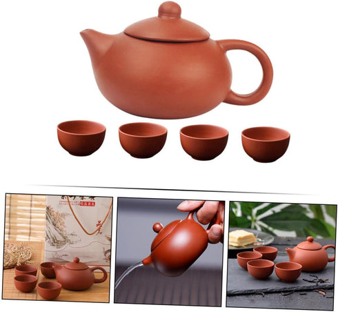 1 Set Purple Clay Teapot Set, Travel Chinese Tea Set with Teapot and Cup for Grace Tea Ceremony Accessories