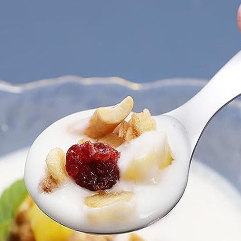 6 Pcs Thickened Small Round Stainless Steel Spoons for Honey, Candy, Coffee, Tea, Salt, Jam, Mustard - Ice Cream Spoon