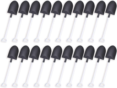 OaaXbbECco Cute Mini Shovel Shape Disposable Plastic Dessert Spoons, 100 Black & White Model 2