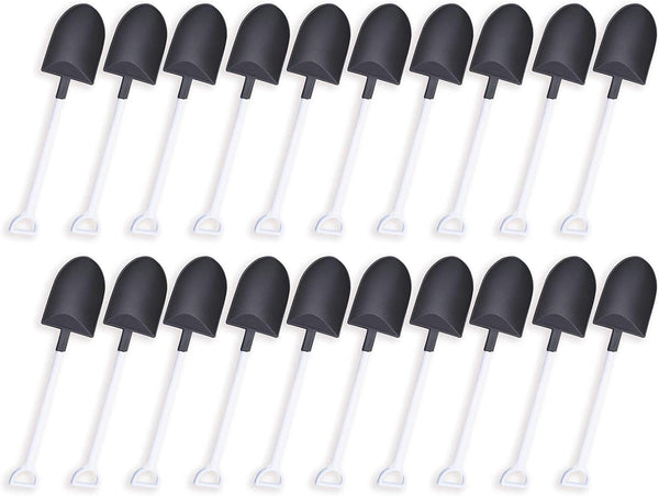 OaaXbbECco Cute Mini Shovel Shape Disposable Plastic Dessert Spoons, 100 Black & White Model 2