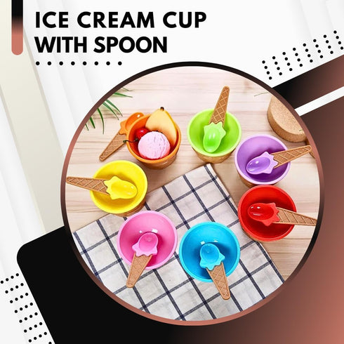Frozen Pack 12 Green Direct Plastic Ice Cream Cups with Spoons - Sundae Dessert Bowls for Yogurt