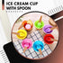 Frozen Pack 12 Green Direct Plastic Ice Cream Cups with Spoons - Sundae Dessert Bowls for Yogurt