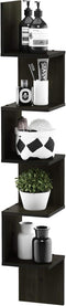 Furinno Rossi Wall Mount Floating Corner Shelf, 5-Tier Square , Espresso