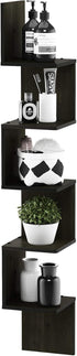 Furinno Rossi Wall Mount Floating Corner Shelf, 5-Tier Square , Espresso
