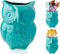 Comfify Decorative Owl Utensil Holder, Aqua Blue Ceramic Cookware Crock & Organizer, 5” x 7” x 4” Size
