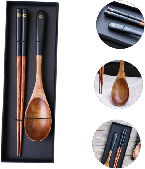 1 Set Chinese Portable Wooden Style Chopsticks, Reusable Cutlery for Party, Picnic, Dinner Tableware