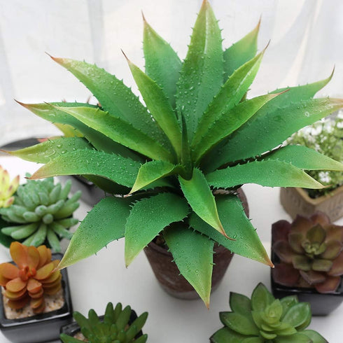 JUSTOYOU Large 12.5" Artificial Succulents Aloe Plants, Real Touch Fake Flowers for Home Arrangement