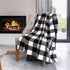 Safdie & Co. Flannel Printed Ribbed Ultra Soft Throw, 48x60, White Plaid, Black - 65903.Z.06