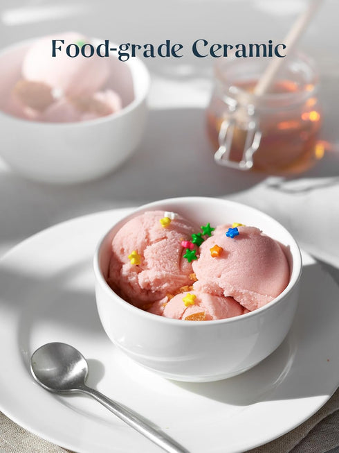 DOWAN 10 OZ Ice Cream Bowls Set of 6, 4.25" Ceramic Dessert Bowls for Side Dishes, Oatmeal, Fruit