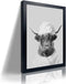 Funny Highland Cow Framed Wall Art, Black and White Canvas Cow in Bathroom Picture, Rustic Style Artwork 8"x10"