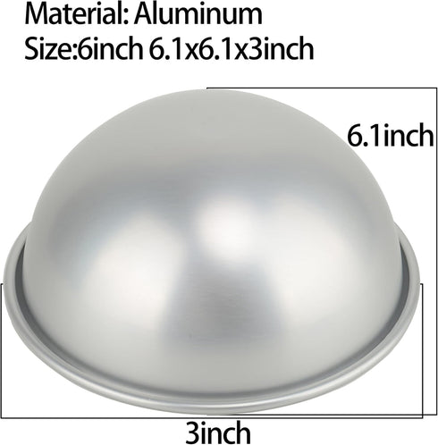Kundalini 6inch Dome Cake Pan, Aluminum Hemisphere 3D Sport Ball DIY Birthday Cake Pan
