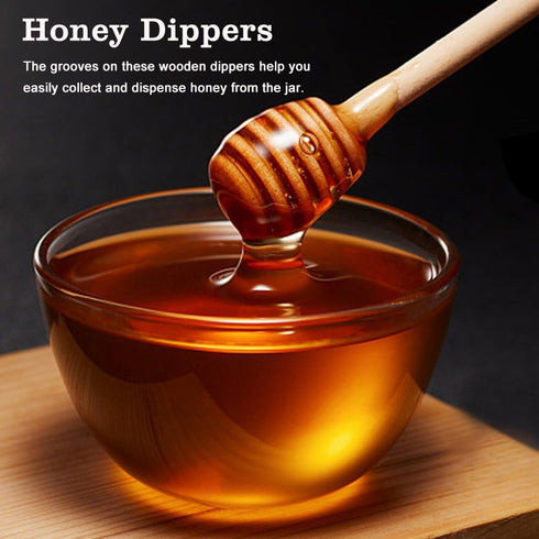 50Pcs/set Mini Honey Dipper, Wooden Muddler Stick, Individually Wrapped, 10.5cm, Wedding Party Favors