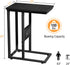 1 Set,Black VECELO C Shaped End Table with Charging Station & Power Outlets, Quick Access Side Table for Sofa, C
