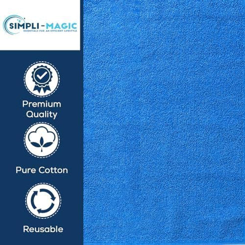 16"x27" (12 Pack) Simpli-Magic Cotton Hand Towels Soft Towels for Bathroom, Kitchen, Salon & Gym (Blue)