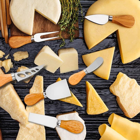 Cheese Knives Set - 6PCS Mini Stainless Steel Cheese Knives - Cheese Knife, Spreader, Fork, Slicer, Cutter, Butter