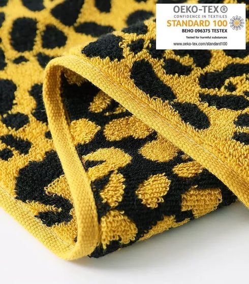 KINGSHORE 3 Set 1 1 1 100% Piece Premium Bath Towel (Leopard), Bath Towel Hand Towel Washcloth, Quick-Drying