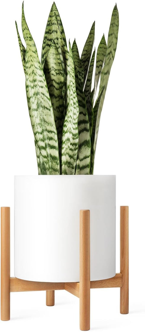 Mkono Plant Stand Mid Century Wood Flower Pot Holder (Plant Pot NOT