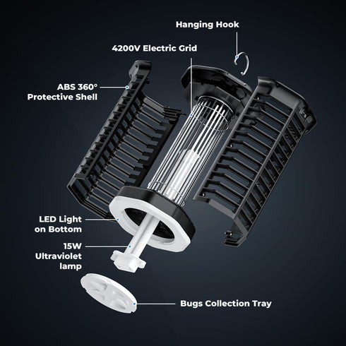 YISSVIC Bug Zapper, Outdoor Indoor Waterproof Electric Mosquito Fly Zapper Killer, Effective 4200V for Home, Patio,