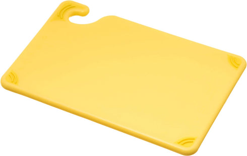 San Jamar Saf-T-Grip Plastic Cutting Board with Safety Hook, 6" x 9" x 0.375", Yellow