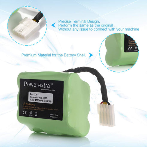 Powerextra 7.2V 4000mAh Battery for Neato XV-11 XV-12 XV-14 XV-15 XV-21 XV-25, Replacement Battery 945-0005 205-0001 (2