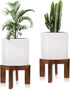 hismocal 2 Pack Wood Plant Stand Indoor Holders for Plants, Sturdy Flower