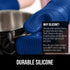 Gorilla Grip Heat and Slip Resistant 4 Piece Silicone Oven Mitt and Trivets Set, Blue