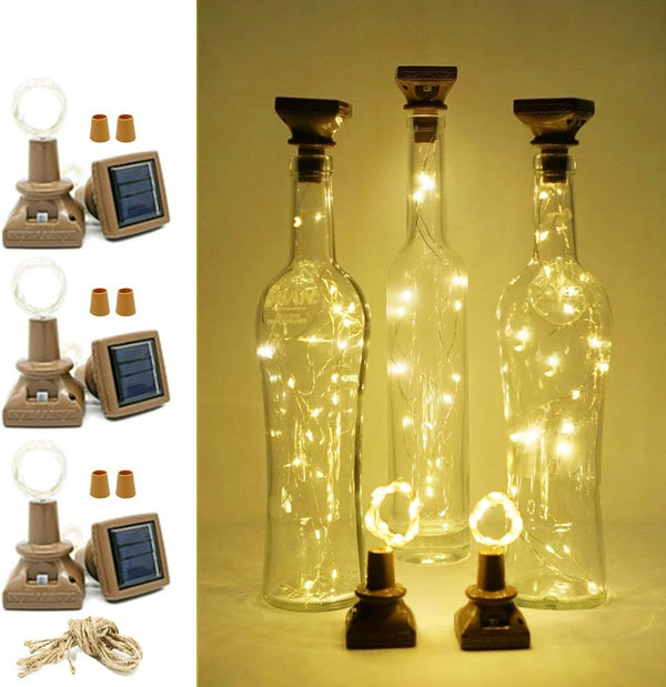 Solar Powered Wine Bottle Lights with Cork, 6 Pack 20 LED Cork
