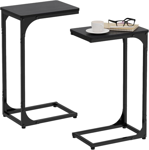 Narrow C Shaped End Tables Living Room TV Trays Set of 2,