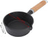 Mini Egg Frying Pan Cast Iron Omelette Skillet with Wooden Handle, Pre-Seasoned for Indoor Outdoor Cooking (13x5cm).