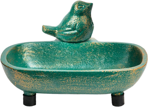 Sungmor Heavy Duty Cast Iron Hand Soap Holder, Antique Green Finish, Decorative Tabletop Soap Dish Tray