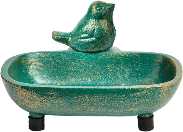 Sungmor Heavy Duty Cast Iron Hand Soap Holder, Antique Green Finish, Decorative Tabletop Soap Dish Tray