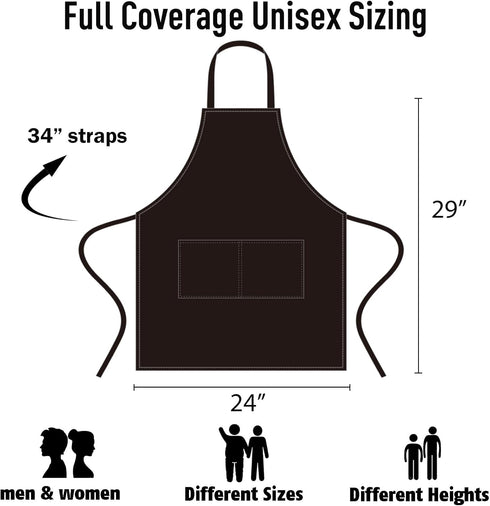 NOBONDO 12 Pack 2 Bib Apron - Unisex Black Apron Bulk with Roomy Pockets Machine Washable for Kitchen Crafting BBQ
