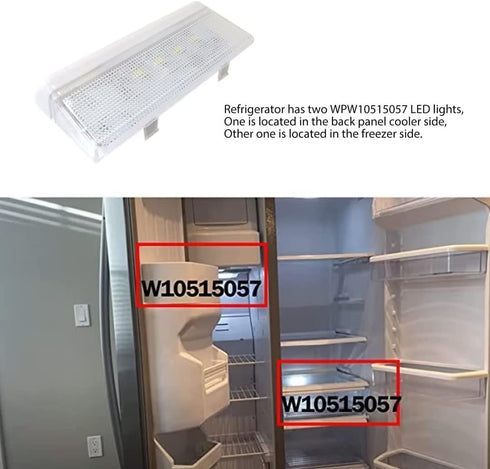 WPW10515057 LED Light Replacement for Whirlpool WRS325FNAM00, Side-by-Side Refrigerator