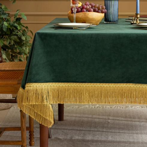 F-CHU 36 36 Inch Small Square Tablecloth x Velvet Table Cloth Solid Green Small Round Table Cover for Nightstand End