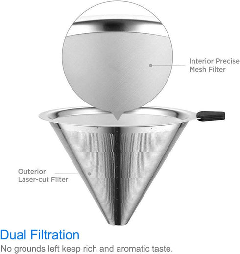 Boxtree Pour Over Coffee Maker Set with Reusable Stainless Steel Drip Filter, Glass Carafe & Permanent Filter