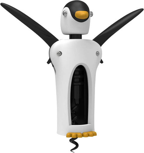 True Zoo Multicolor Winged Penguin Corkscrew, Soft-Touch Wine Bottle Opener Kit, 8.25"