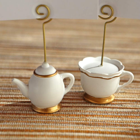 Kate Aspen Place Card Holders, Tea Time Whimsy, Teapot and Teacup, Set of 6, Pink
