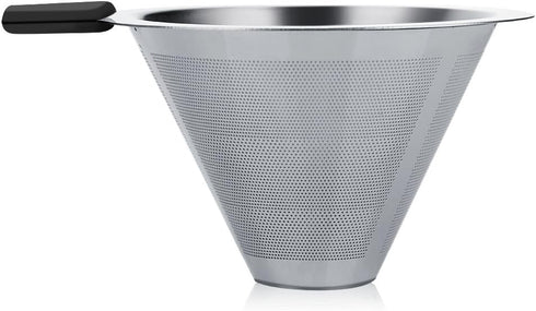 Zopsc 400ml Manual Hand Drip Glass Coffee Maker Pot with Stainless Steel Filter, Tick Marks, Fine Mesh, Suitable for