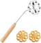 DOERDO Wooden Handle Frying Mold, 1PCS Rosette Waffle Molds for Homemade Frying, Kitchen Gadgets, Silver