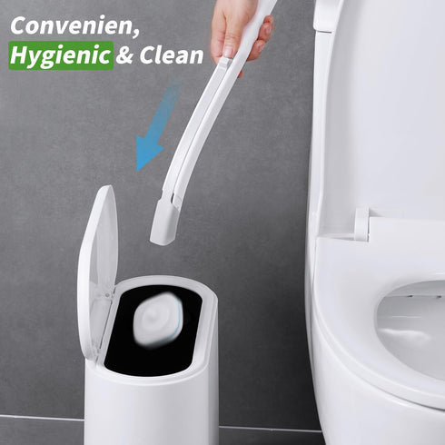 oshang Disposable Toilet Brush, Toilet Bowl Cleaner with Holder, 14 Refills for Deep Cleaning