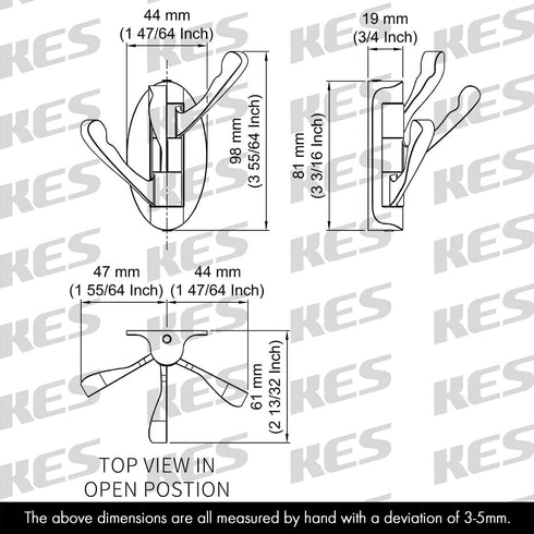 KES Solid Metal Swivel Hook - Heavy Duty Folding Swing Arm Triple Coat Hook, Brushed Nickel, A5060-2