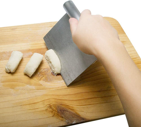 2 Pcs Stainless Steel Food Scraper and Chopper, Large Griddle Spatula Kitchen Tool Gadget, Bench Scraper with Measuring