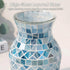 8 Inch Blue Vases for Home Decor, Light Blue Mosaic Vase, Decorative Glass Flower Vases for Centerpieces Living Room