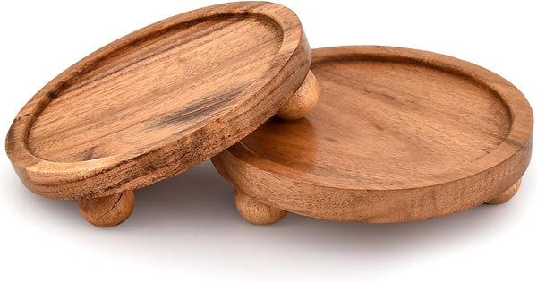 Mahasu Display Stand Acacia Wood Round Wooden Display Stand Tray for Display Farmhouse